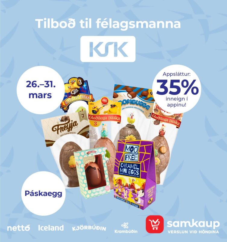 35% appsláttur til félagsmanna KSK af páskaeggjum